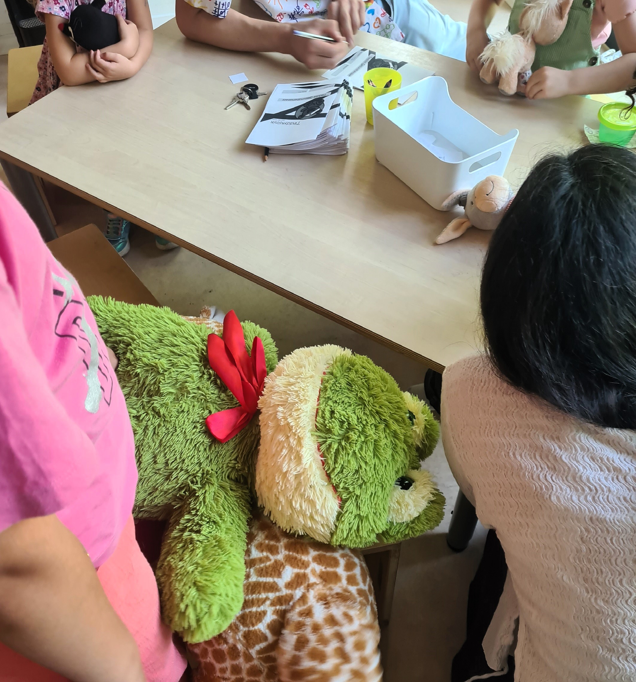 dreieins bilinguale Kindertagesstätte Berlin-Kaulsdorf – Sommerfest: Im Behandlungszimmer der Kuscheltierklinik