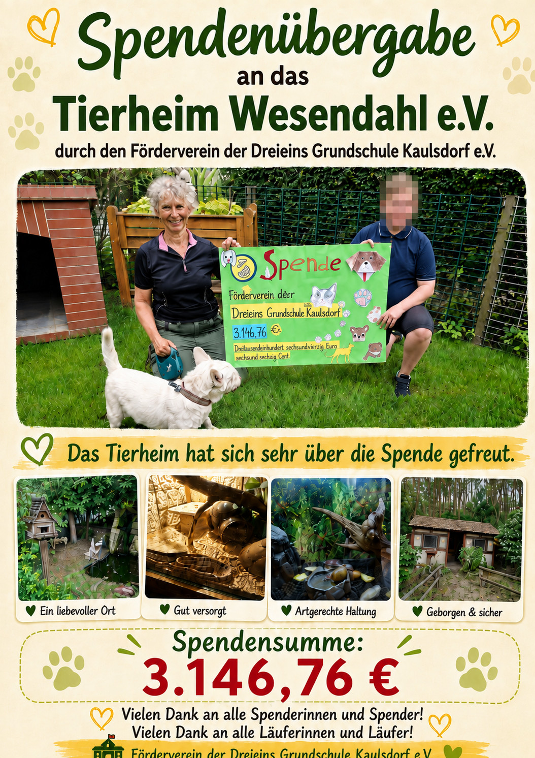 dreiens Grundschule Berlin-Kaulsdorf - Spendenübergabe an das Tierheim Wesendahl