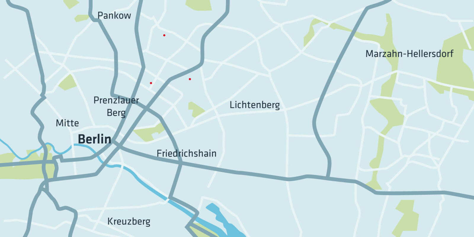 Berlin Karte mit den Standorten in Pankow