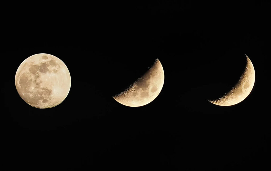 dreieins Kindertagesstätte Berlin - Berlin Prenzlauer Berg - Eine Reise zum Mond - Mondphasen: Zu sehen ist der Mond in drei verschiedenen Phasen