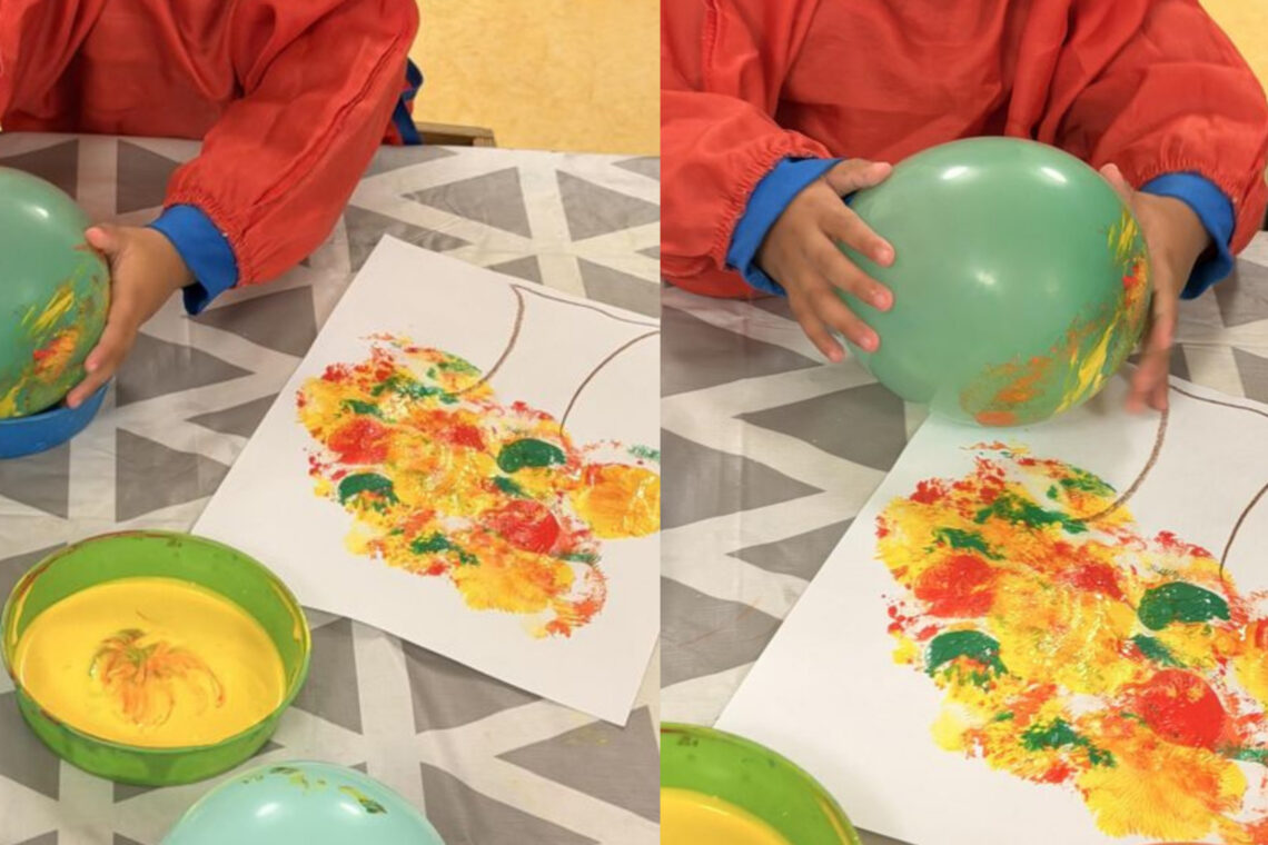 dreieins Kindertagesstätte Berlin-Prenzlauer Berg - Herbstbäume mit Luftballons gestalten dreieins Kindertagesstätte Berlin-Prenzlauer Berg - Herbstbäume mit Luftballons gestalten